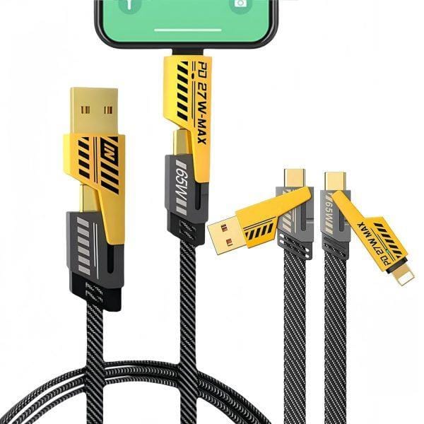 4-in-1 Fast Charging Cable – 65W Multi-Connector Braided Cable