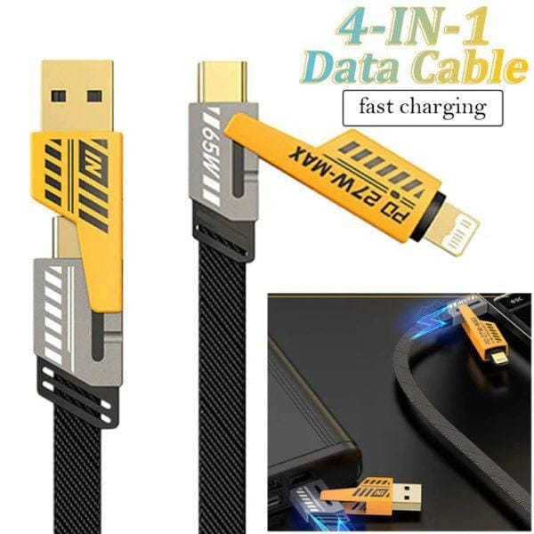4-in-1 Fast Charging Cable – 65W Multi-Connector Braided Cable